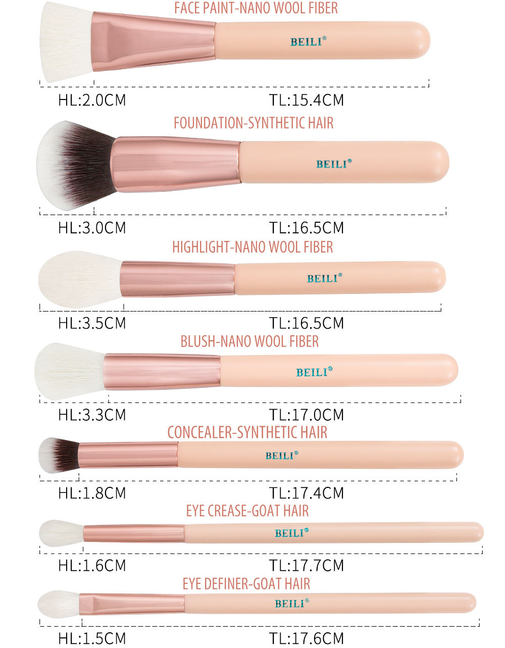 beauty cosmetics makeup brush set